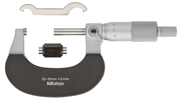 Image of outside micrometer with heat ins. plate 25-50mm,0,01mm .