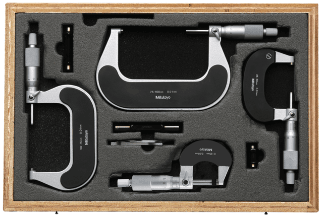 Image of outside micrometer set (4 pcs.) 0-100 mm .
