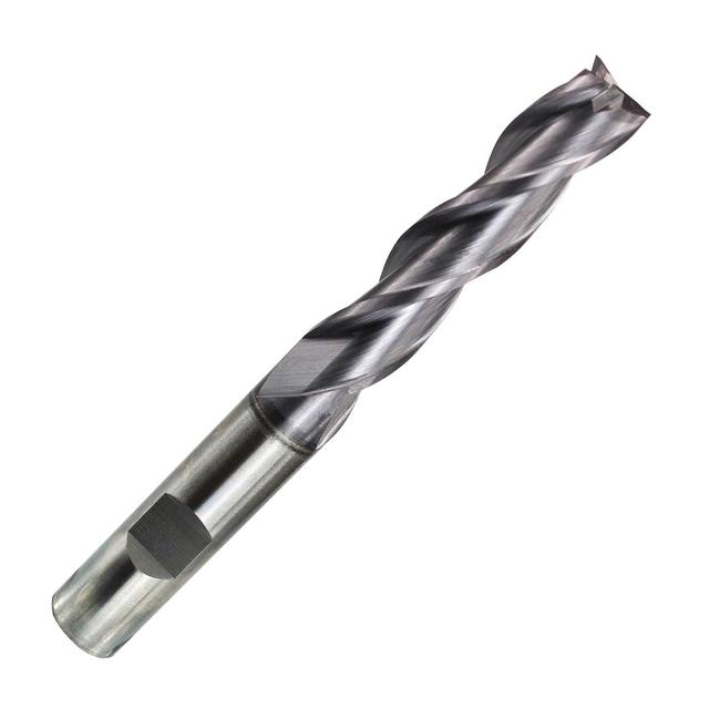 CLARKSON 105121 Series HSS TiAlN Coated Co8 3 Flute Long Length Weldon Shank End Mill.