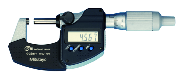 Image of digital micrometer ip65 0-25mm, ratched thimble, with output .