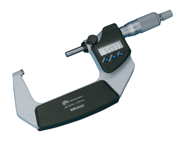 Image of digital micrometer ip65 50-75mm, ratched thimble, with output .