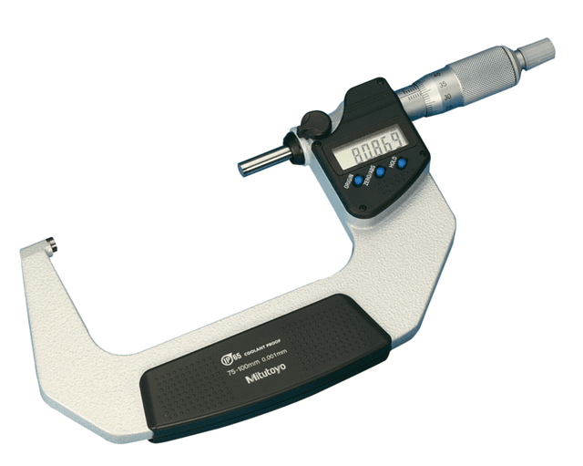 Image of digital micrometer ip65 75-100mm, ratched thimble, with output .
