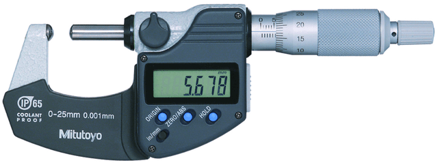 Image of digital tube microm. sph. anvil/spindle inch/metric, 0-1", ip65 .