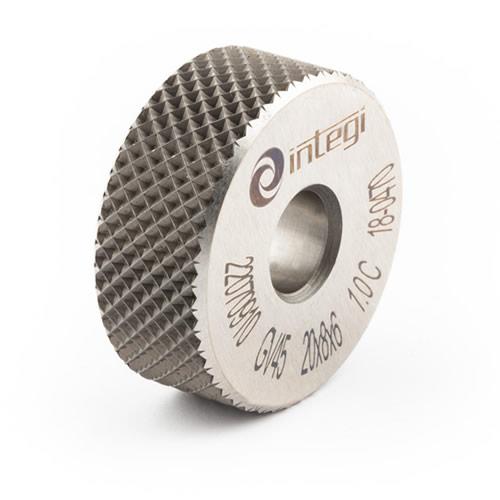 Image of 45° downwards cross form knurl with dimensions 25x12x8 from Integi