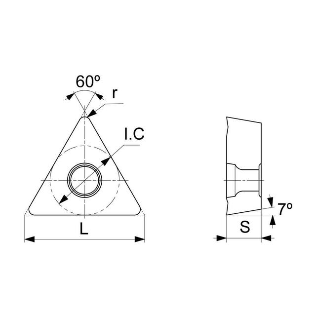 TCMT Positive Turning Insert with KF Finishing Chipbreaker (KA9000 Universal Grade) Technical Drawing
