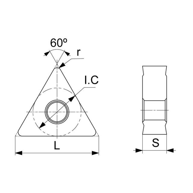 TNMG Negative Turning Insert with KM Medium Chipbreaker (KA9000 Universal Grade) Technical Drawing